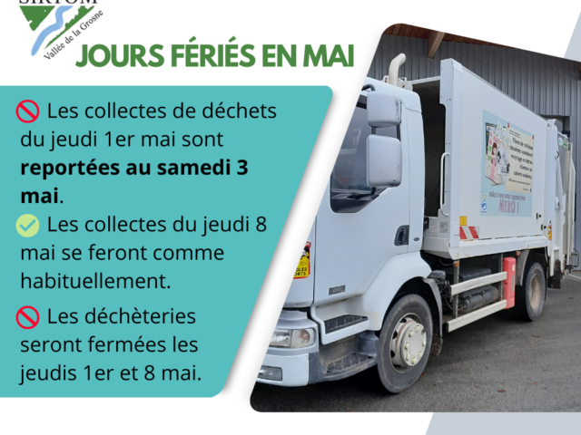 Jours fériés de mai : collecte modifiée, déchèteries fermées
