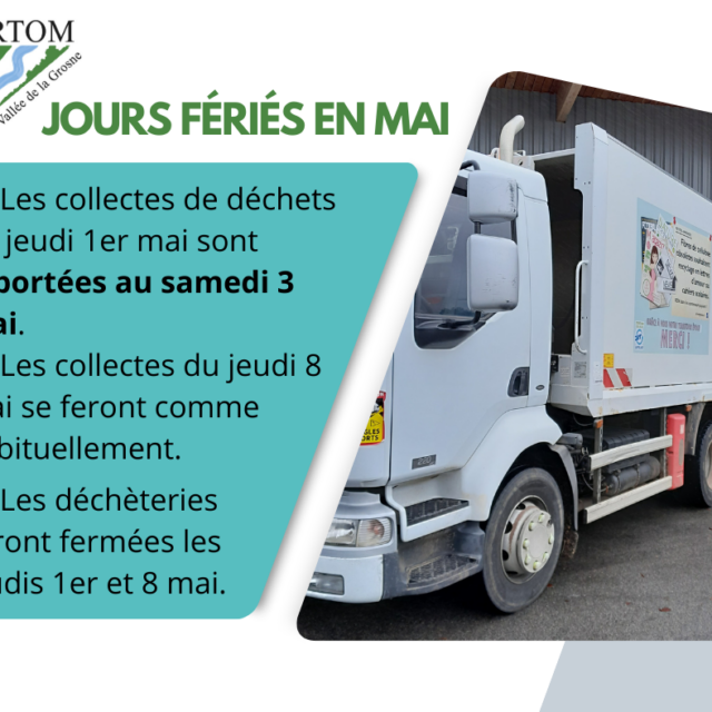 Jours fériés de mai : collecte modifiée, déchèteries fermées