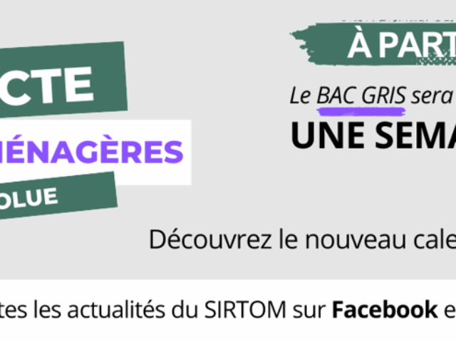Collecte des ordures ménagères : tous les 15 jours à partir du 30 juin