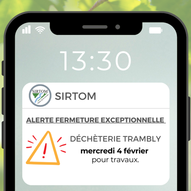 Fermeture exceptionnelle déchèterie Trambly le mercredi 4 février